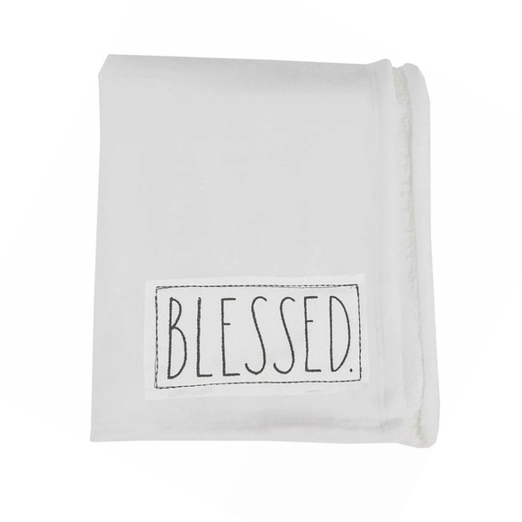 🆕 Rae Dunn Blessed Plush White Throw Blanket NWT